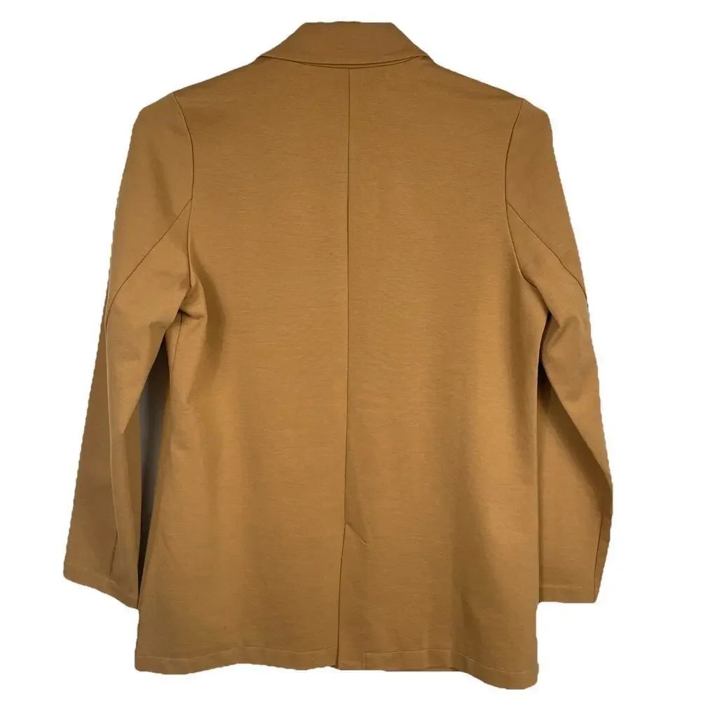 Garnet Hill Knit Relaxed Blazer Size 10 Praline Camel Minimalist Career Classic